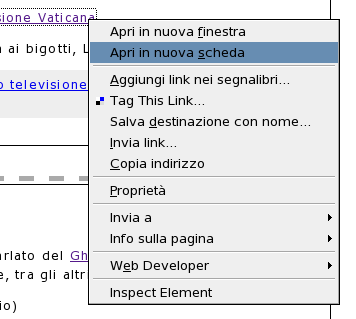 Esempio di menu contestuale